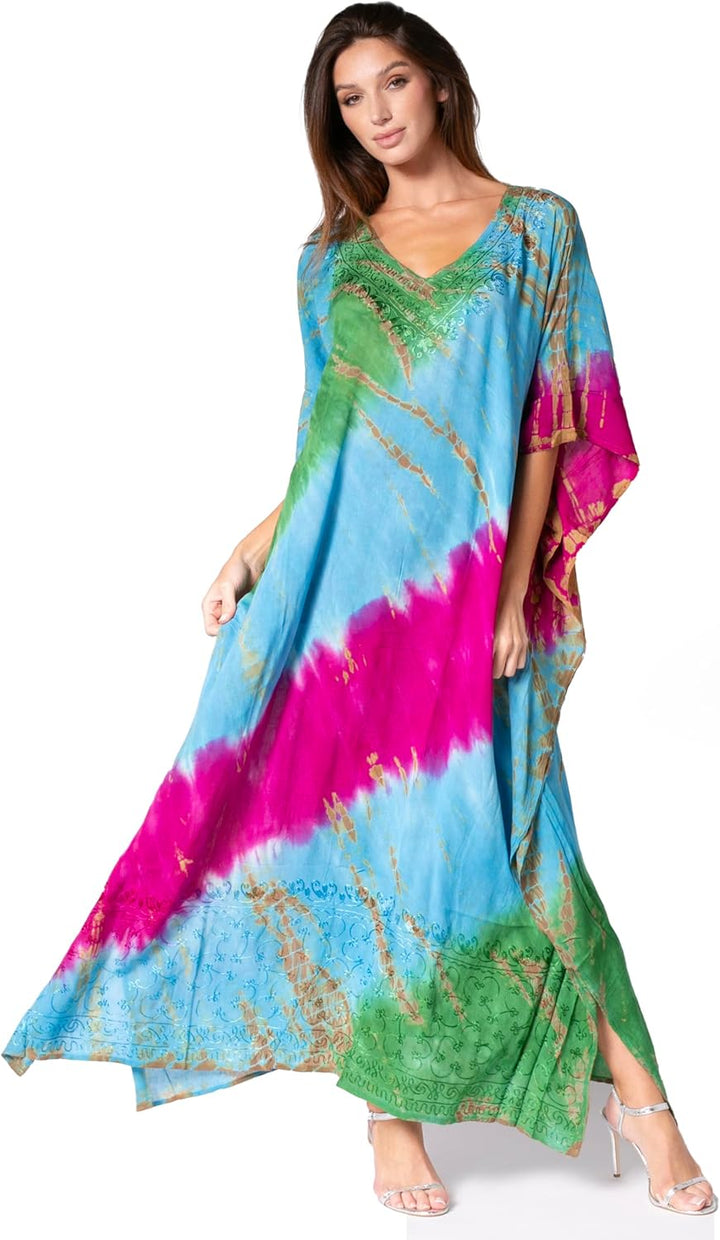 Sakkas Catia Damen Boho Lässig Lang Maxi Caftan Kleid Kaftan Vertuschung LougeWear Einheitsgrösse 1-