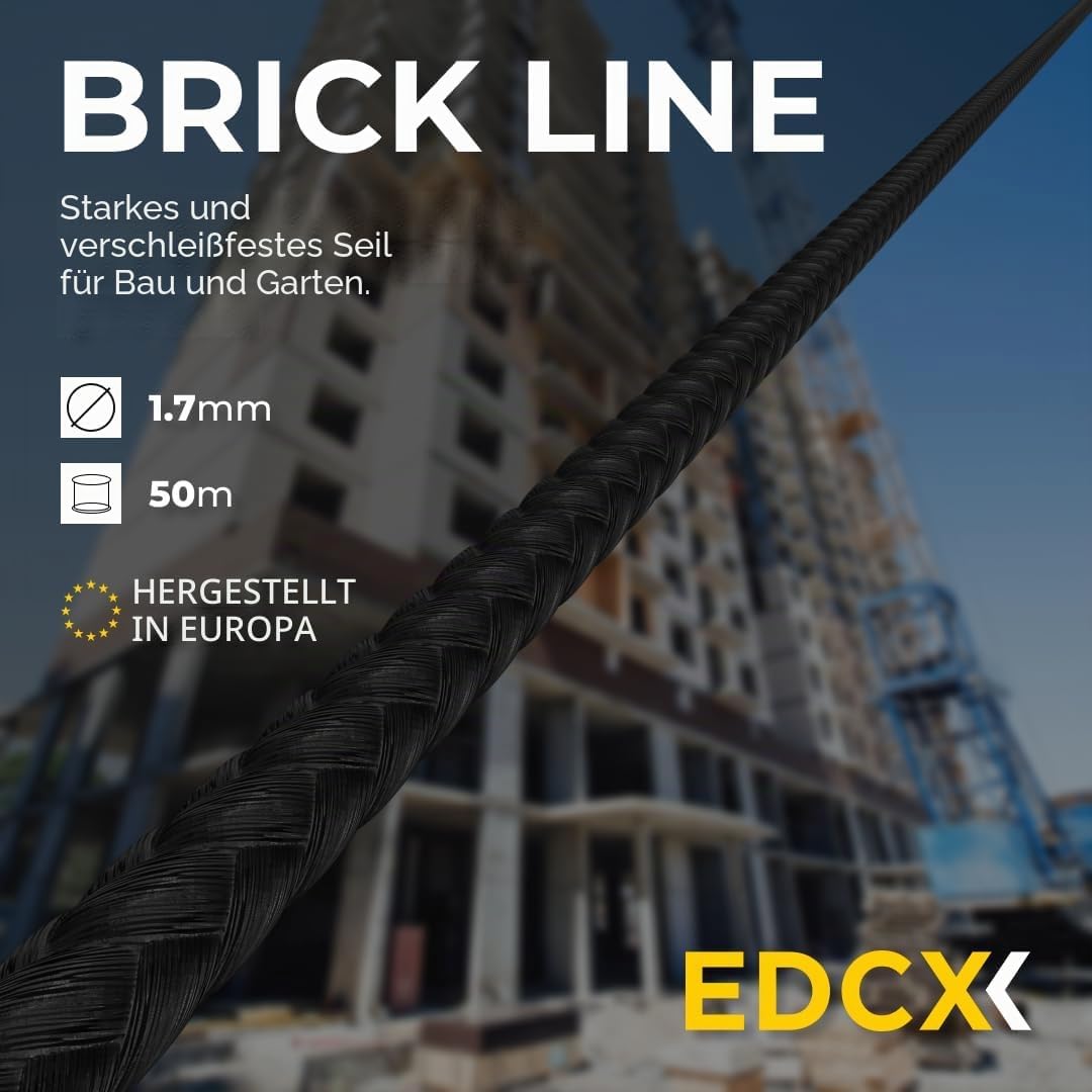 EdcX Maurerschnur ⌀1,7 mm | 50m, 100m und 300m | Nylon | Ziegellinie, Bauschnur, Gartenarbeit, Mason