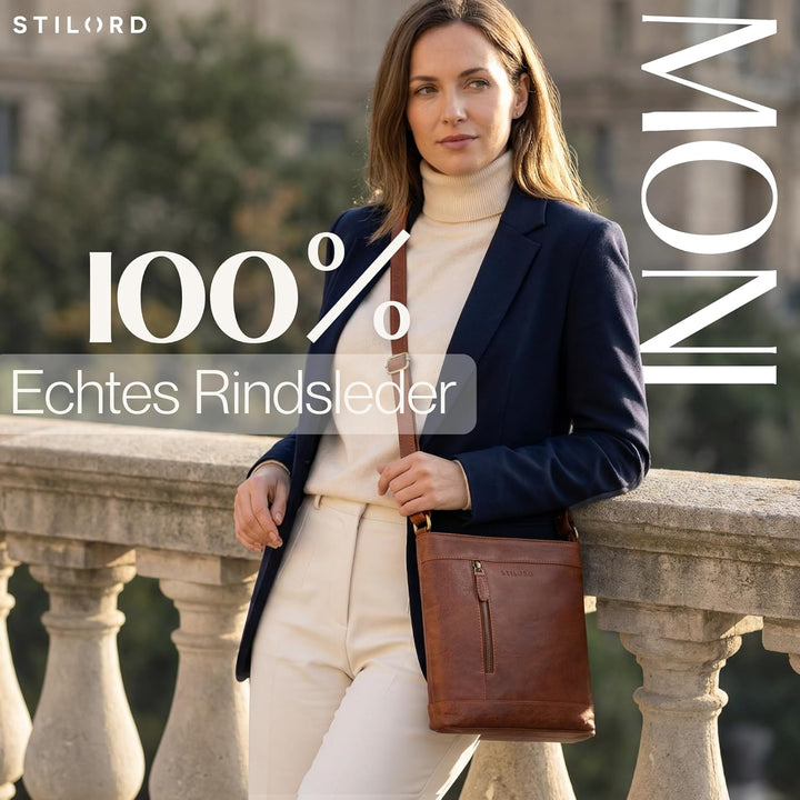 STILORD Moni Stylishe Crossbody Bag Damen Leder Mittel-Gross - Freizeittasche Echtleder Handtasche V