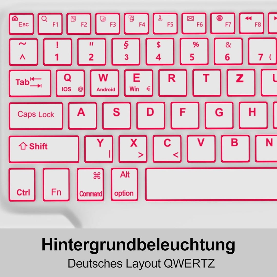 Für iPad Pro 12,9" Hülle mit 7-Farben Beleuchtung Tastatur (2018-2022) – QWERTZ Bluetooth Tastatur,
