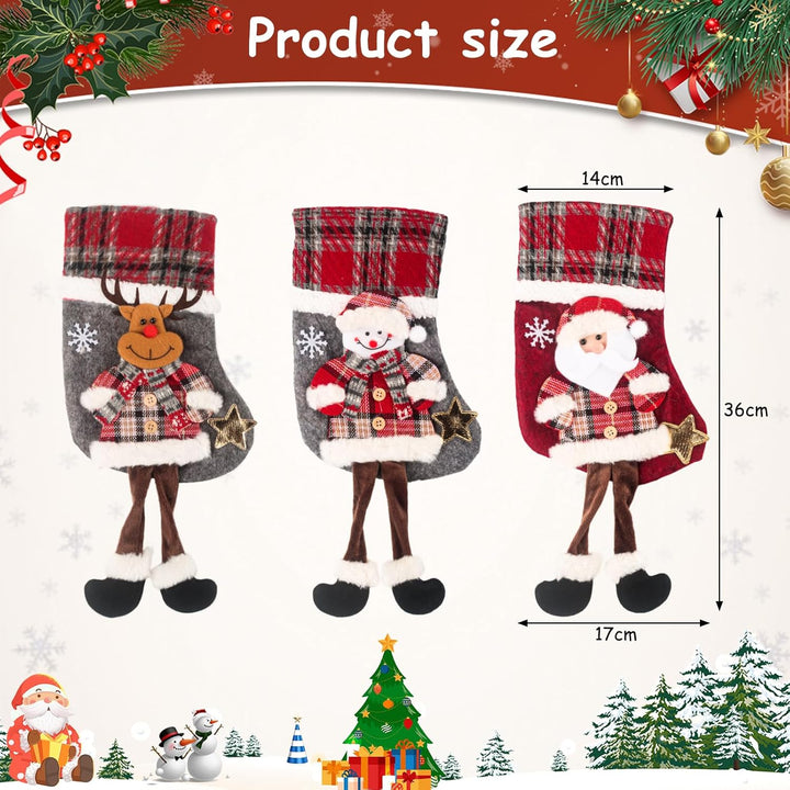 Nikolausstrumpf Kinder, 3 Stück Nikolausstiefel Weihnachtsstrümpfe zum Aufhängen und Befüllen für We