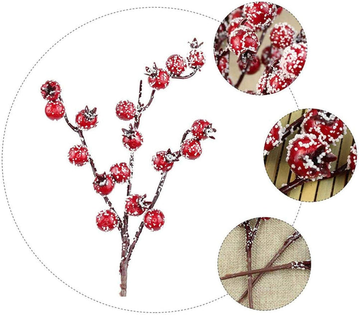 Künstliche Beeren Fake Mini Rot Holly Beeren Künstlicher Beerenzweig rote Beeren für Weihnachten Kun