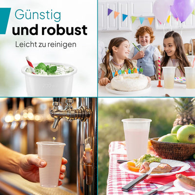 3000 Stück Commerline Plastikbecher 0,2L Trinkbecher | Einweg Plastik Becher Einwegbecher Partybeche