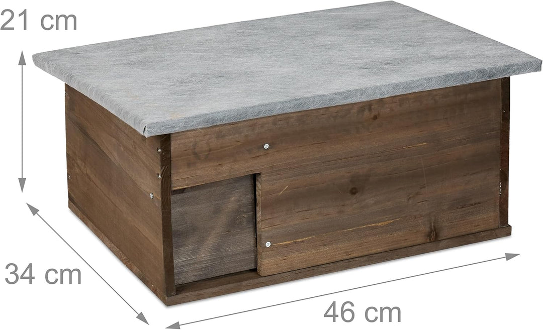 Relaxdays Igelhaus, Bausatz, Igelbau mit Boden, Rattenklappe & Labyrintheingang, Holz, HxBxT: 21 x 4