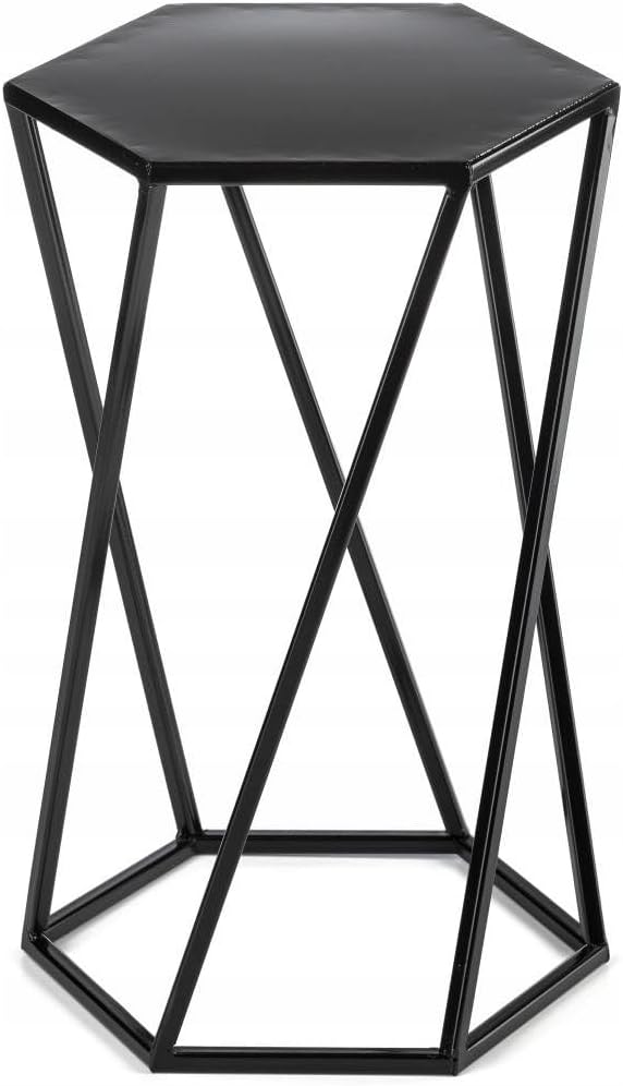 HowHomely Schwarz Blumenständer Metall 40 cm Hoch - Solider Blumenhocker in Sechseckiger Form - Pfla