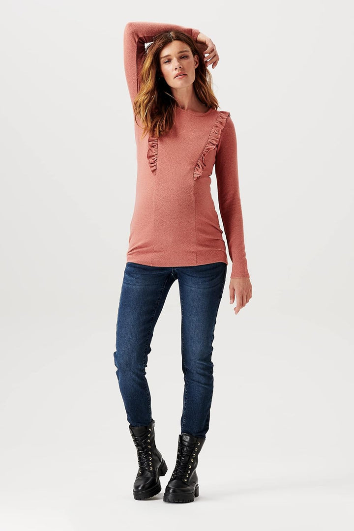 Noppies Damen Tee Pierson Nursing Long Sleeve T-Shirt 44 Cedar Wood - P894, 44 Cedar Wood - P894