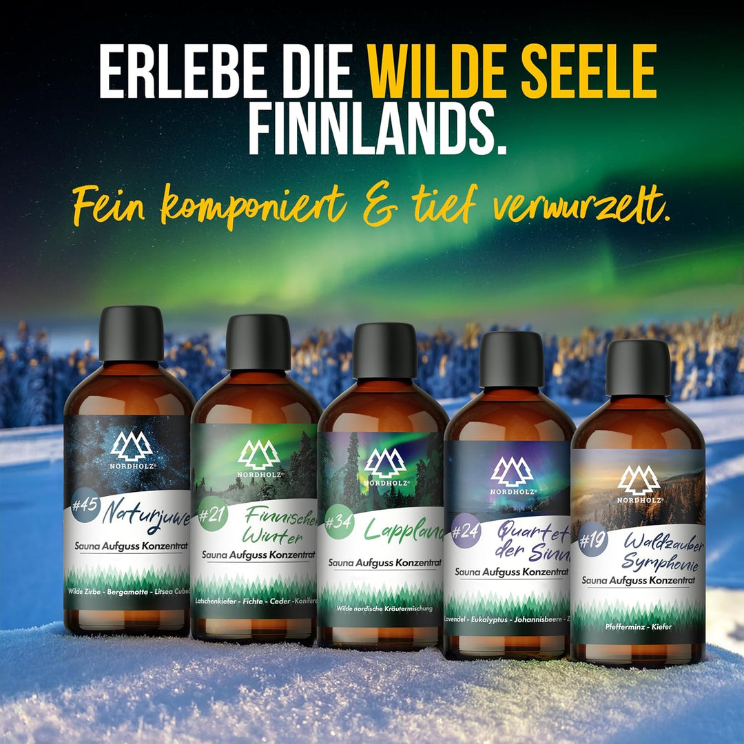 Saunaaufguss Set - [5x100ml Finnische Reise] besonderes &amp; natürliches Sauna Aufgussmittel - intensiv