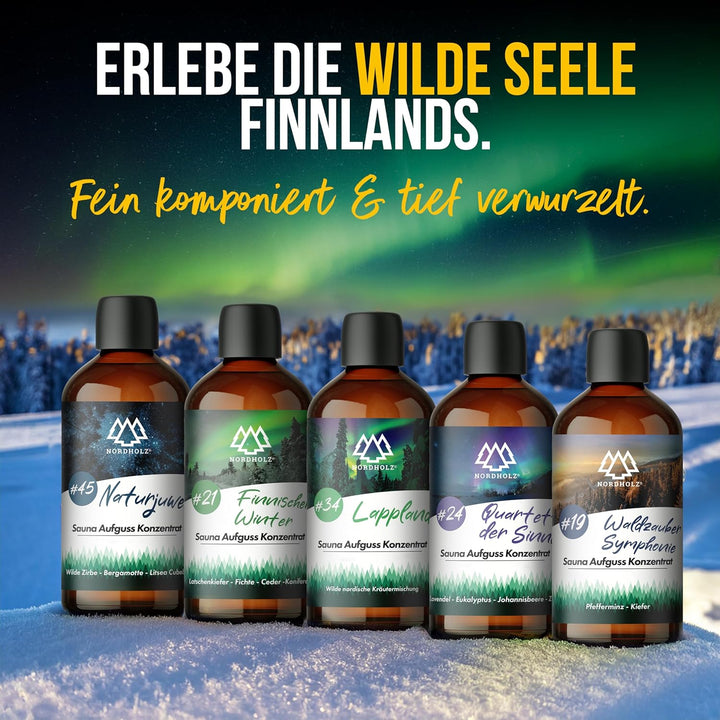 Saunaaufguss Set - [5x100ml Finnische Reise] besonderes &amp; natürliches Sauna Aufgussmittel - intensiv