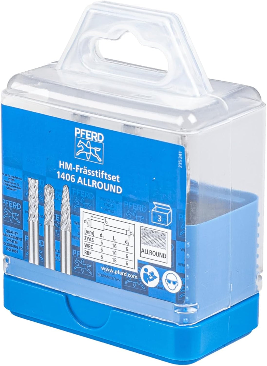 PFERD HM-Frässtift-Set, 3-teilig, Zahnung ALLROUND, Schaft-ø 6 mm, Frässtift-ø 6mm, 21901406 – für d