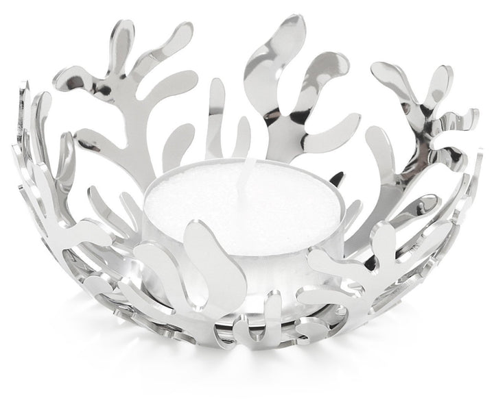 Alessi "Mediterraneo" Teelichthalter, Edelstahl, Ã˜ 9cm, H 4cm Rostfreier Edelstahl, Rostfreier Edel