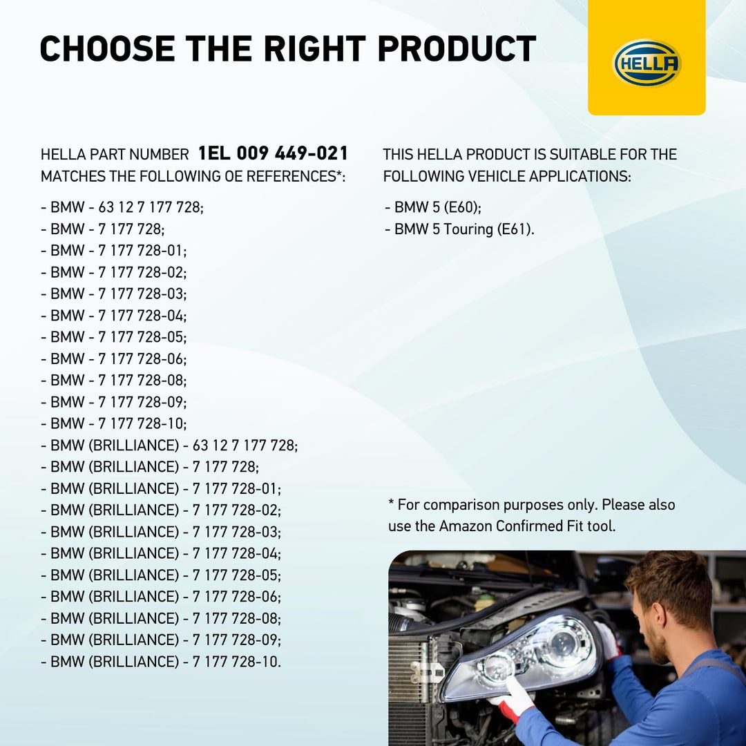 HELLA 1EL 009 449-021 DE/Halogen-Hauptscheinwerfer - rechts - für u.a. BMW 5 (E60), Rechts