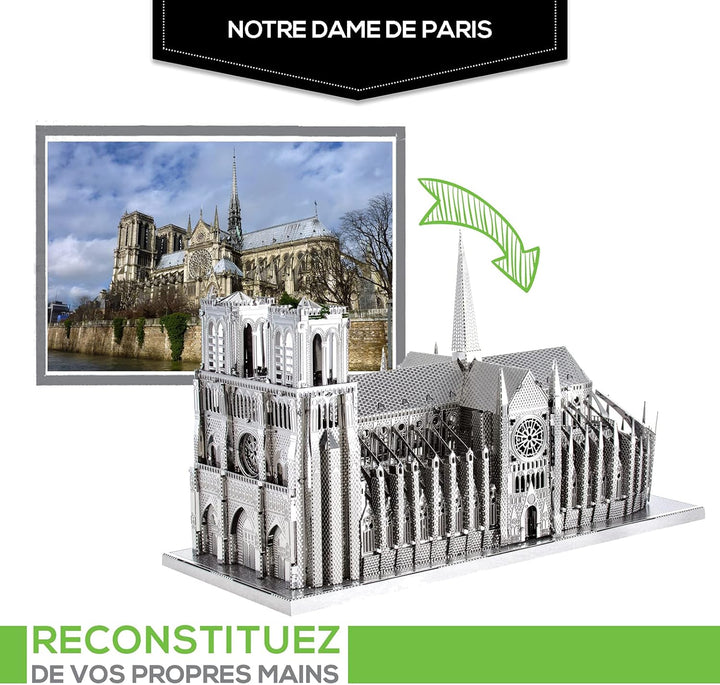 Fascinations ICX003 Metal Earth Metallbausätze - Wahrzeichen Notre Dame, lasergeschnittener 3D-Konst