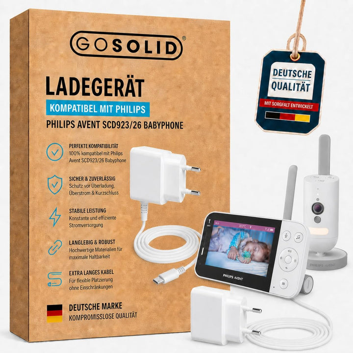 GO SOLID! Ladegerät kompatibel mit Philips Avent SCD923/26 Babyphone