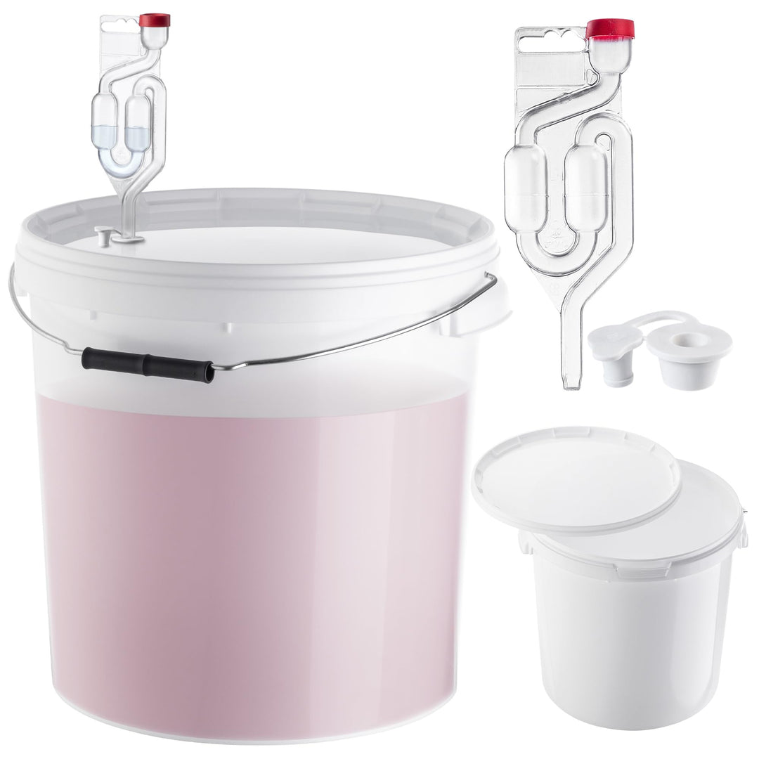 KADAX Gäreimer 20L Set mit Gärröhrchen & Gummistopfen, Gärbehälter aus Kunststoff mit Gärspund & Sto