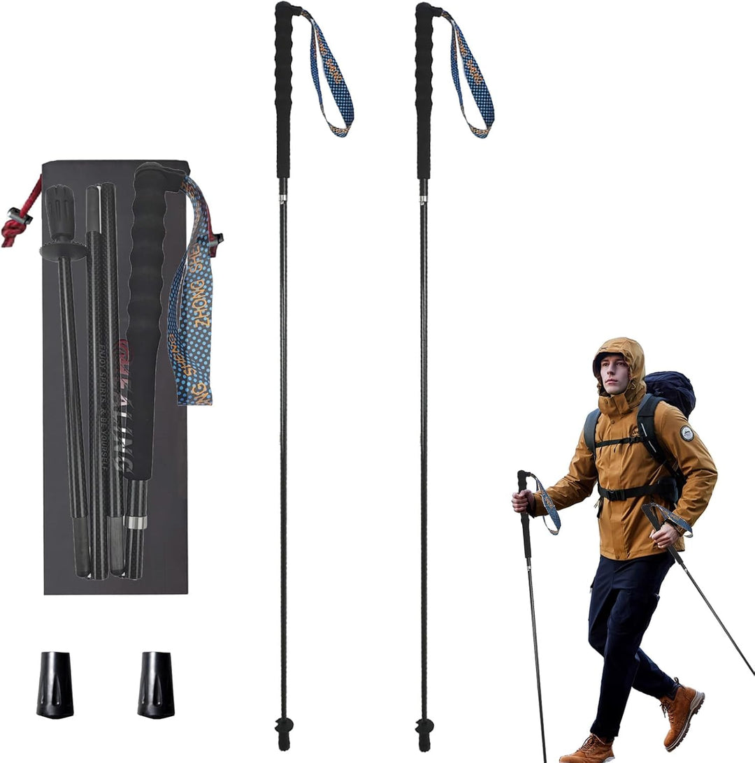 OKHEALING Ultraleichte Trekkingstöcke Faltbar 2er Set Ultraleicht Kohlefaser Trail Stöcke mit Feucht