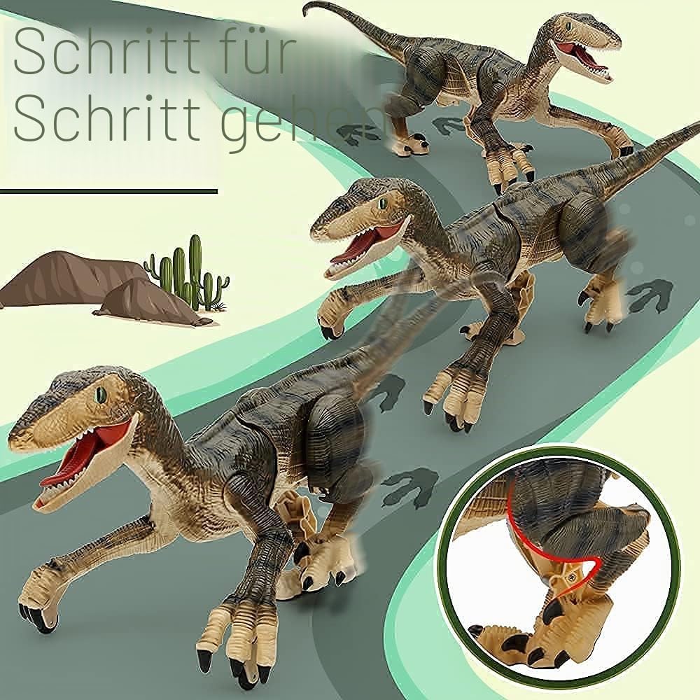 Fernbedienung Dinosaurier Spielzeug,Elektronisch Gehender Velociraptor mit LED-Beleuchtung&Realistis