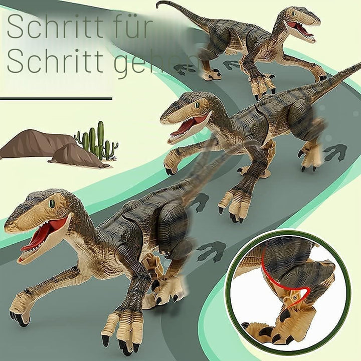 Fernbedienung Dinosaurier Spielzeug,Elektronisch Gehender Velociraptor mit LED-Beleuchtung&Realistis