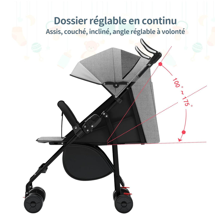 Buggy, Kinderwagen Zusammenklappbar mit Wattepads und Moskitonetzen, Reise-Kinderwagen mit Liegefunk