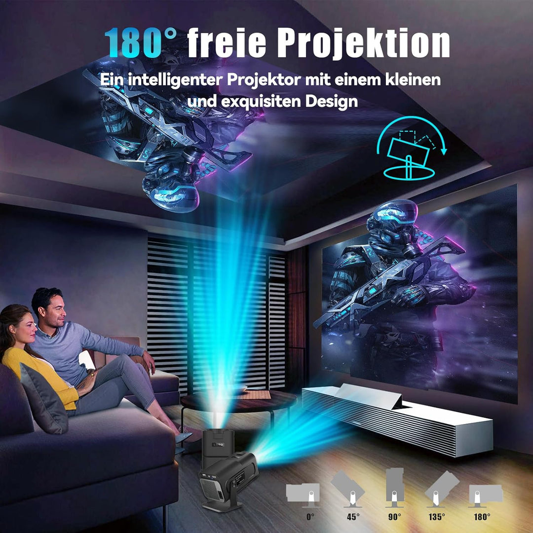 Tragbarer Videoprojektor mit WLAN & Bluetooth - 1920 x 1080P & 300 ANSI, Android 11, Automatische Tr