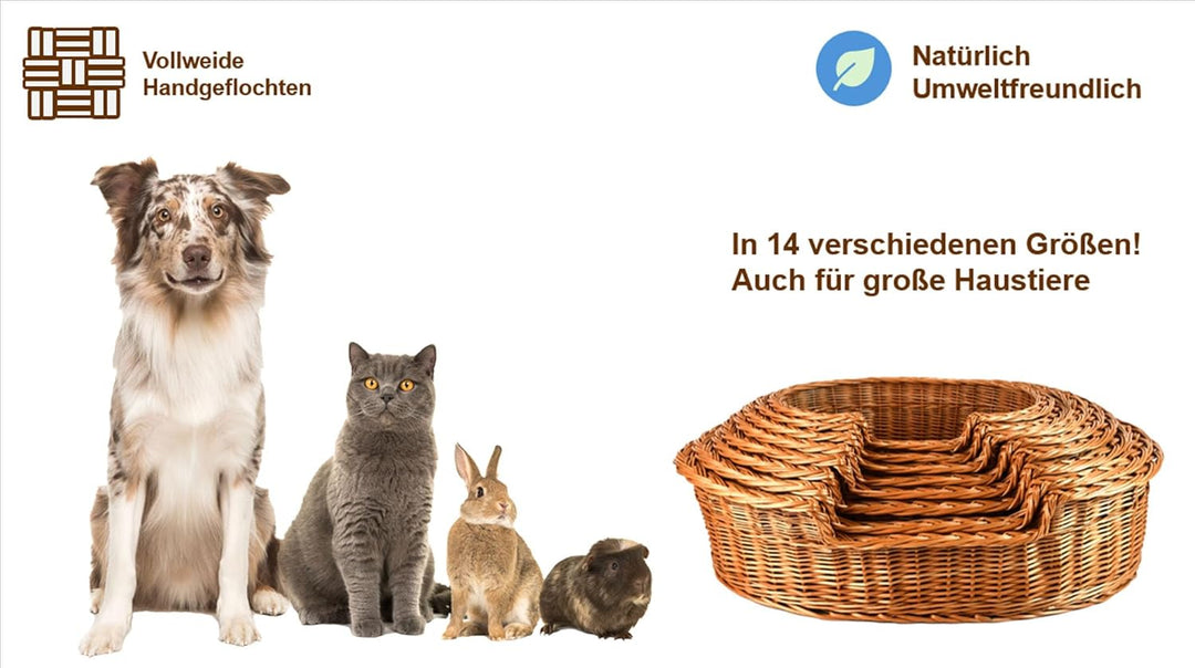 Katzenliege, Hundeliege, Katzenbett, Hundebett Haustier Sofa Liege Bett aus Weide K5-100-1 (BTH 42cm