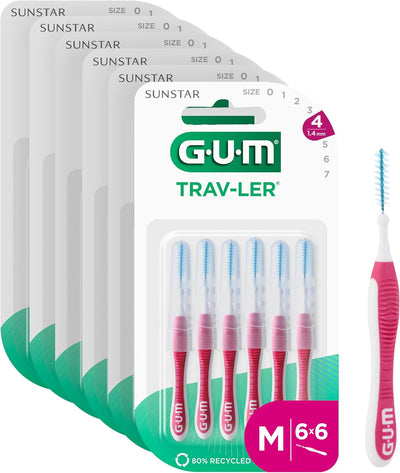GUM TRAV-LER Interdentalbürsten | Zur gründlichen Reinigung aller Zahnzwischenräume | Biegbarer Hals