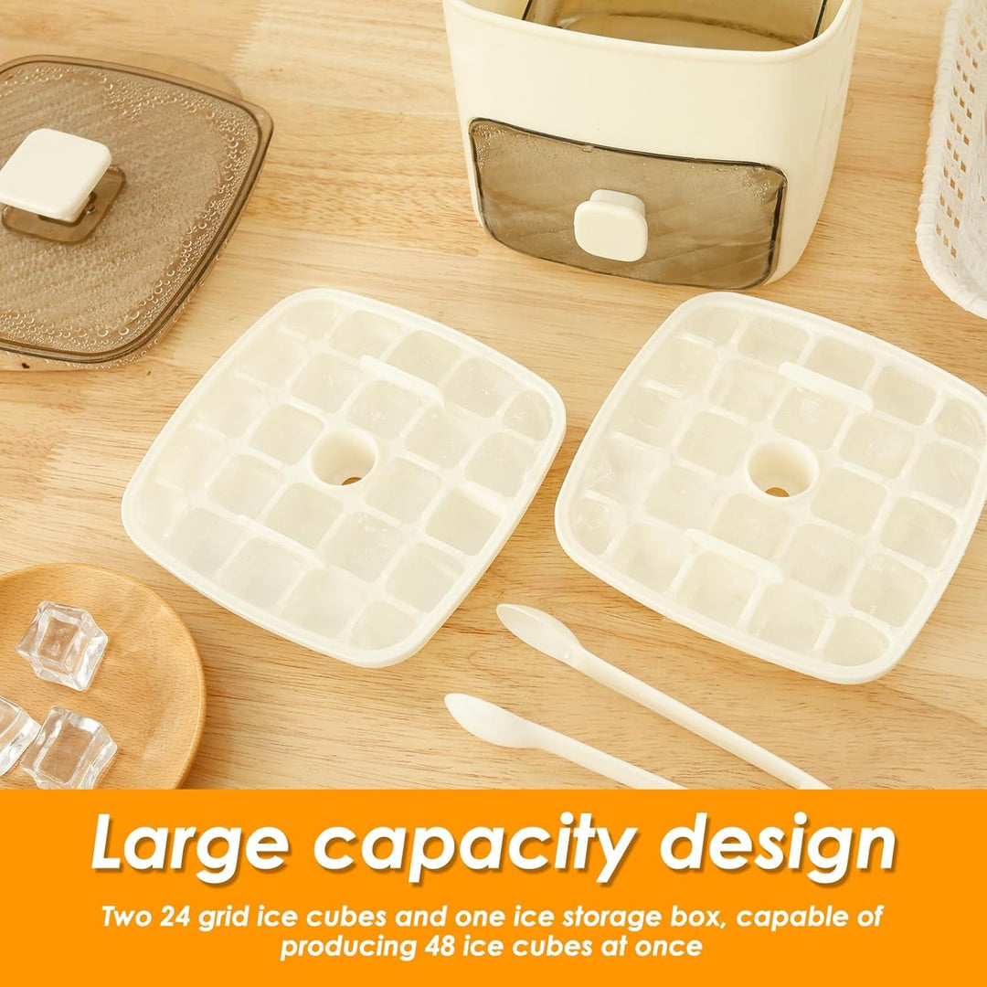 Klein Eiswürfelmaschine, Ice Cube Maker, mit 48 Gitter Eiswürfelform, Eiswürfelmaker mit Schublade u