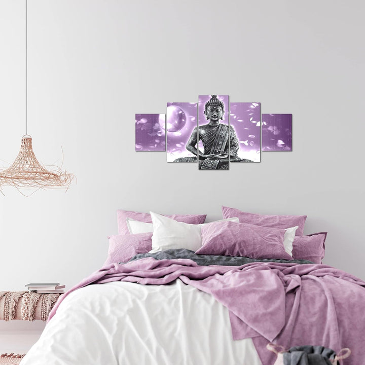 Runa Art Wandbilder Buddha Feng Shui 5 Teilig Bild auf Vlies Leinwand Deko Wohnzimmer Schlafzimmer R