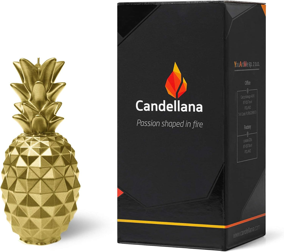 Candellana Ananas Paraffinkerze 100x100x210 mm - Gold Kerze Dekorativ - Kerzen Aesthetic 3D - Candle