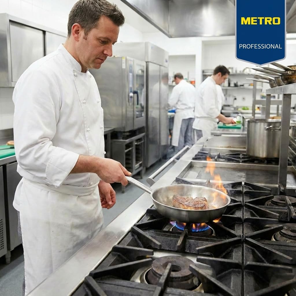 METRO Professional Pfanne unbeschichtet | Ø 24 cm | Edelstahl | Backofengeeignet bis max. 240 °C | a