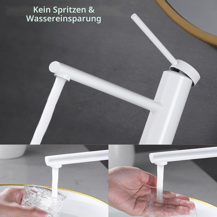PHASAT Waschtischarmatur Bad Hoch Mischbatterie Einhebelmischer Waschbecken Armatur Aufsatzwaschbeck