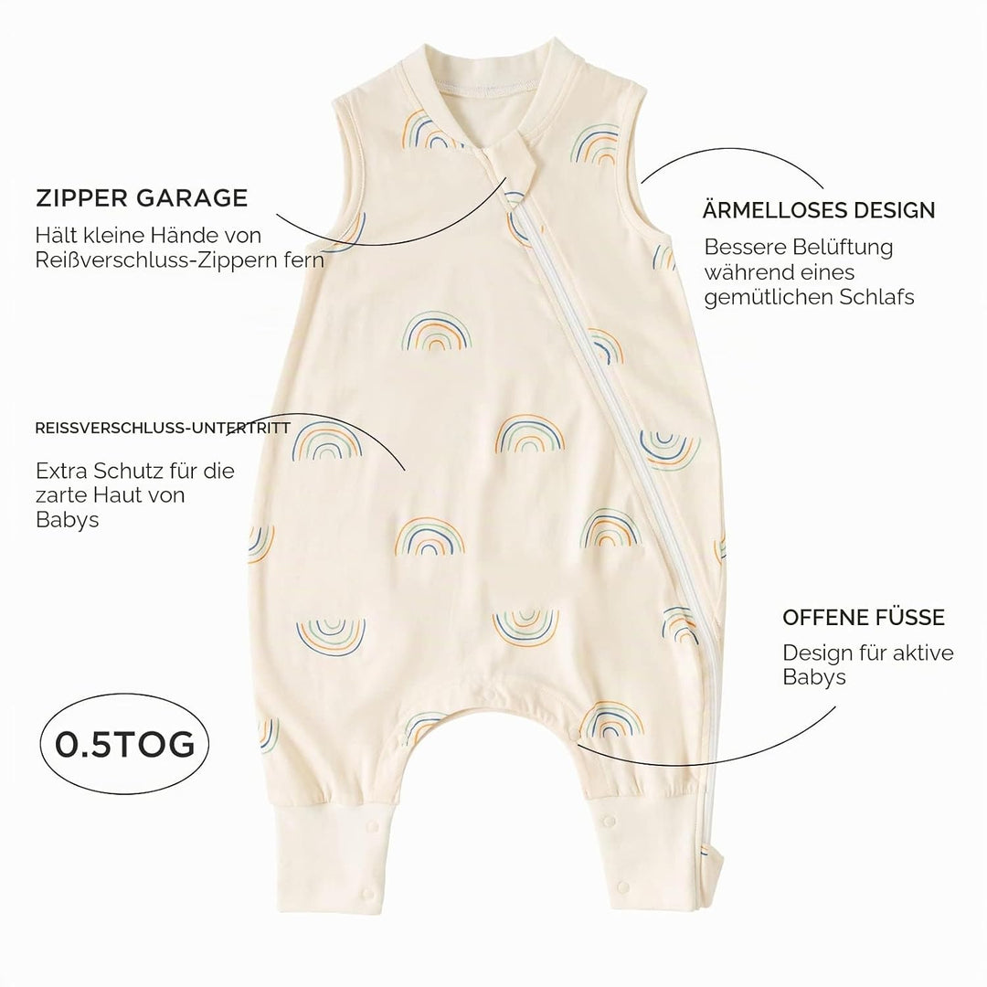 Duomiaomiao Baby Sommerschlafsack, Schlafsack mit füssen 0.5 tog, Dünne Sommer Schlafsack mit füssen