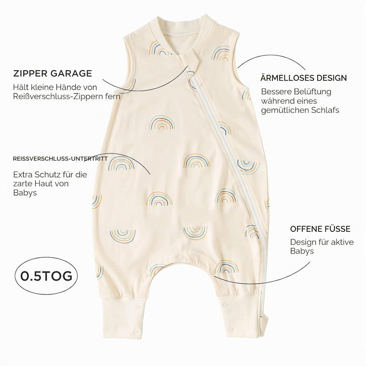 Duomiaomiao Baby Sommerschlafsack, Schlafsack mit füssen 0.5 tog, Dünne Sommer Schlafsack mit füssen