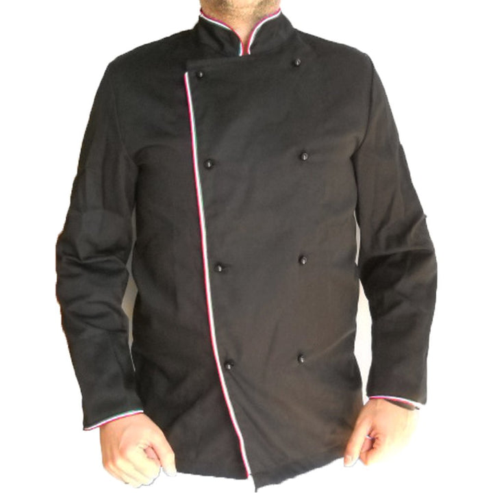 Kochjacke, schwarz, Italien, Tricolore, Baumwolle, Kleidung, Küche, Restaurant, S
