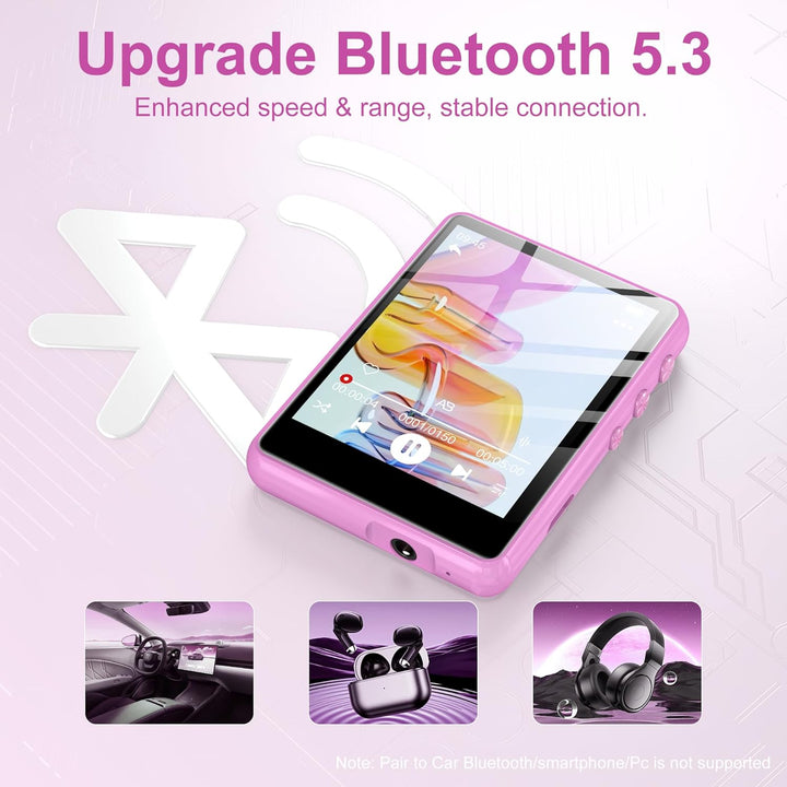 SWOFY 128GB MP3-Player mit Bluetooth 5.3-2,4-Zoll Touchscreen, HiFi-Klang, integrierter Lautsprecher
