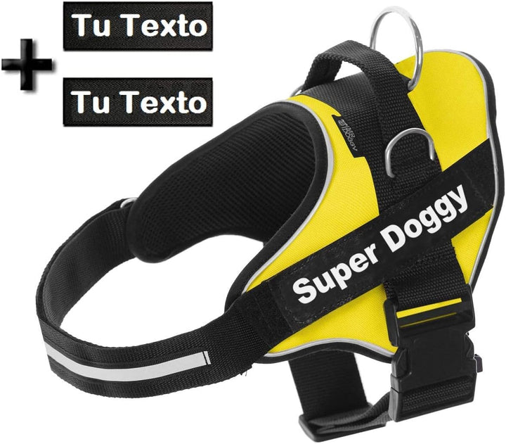 SUPER DOGGY Personalisiertes Hundegeschirr - Reflektierendes und sicheres Hundegeschirr - Enthält 2