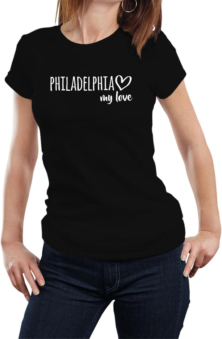 Damen T-Shirt Philadelphia My Love Geschenk Oberteil Grösse XS-XXL Bio Baumwolle Fairtrade Philadelp