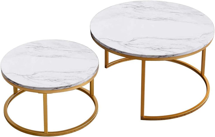 BRILVERDE Couchtisch Rund 2er Set,Wohnzimmertisch Sofatisch Beistelltisch,für Wohnzimmer,Büro,Weiss