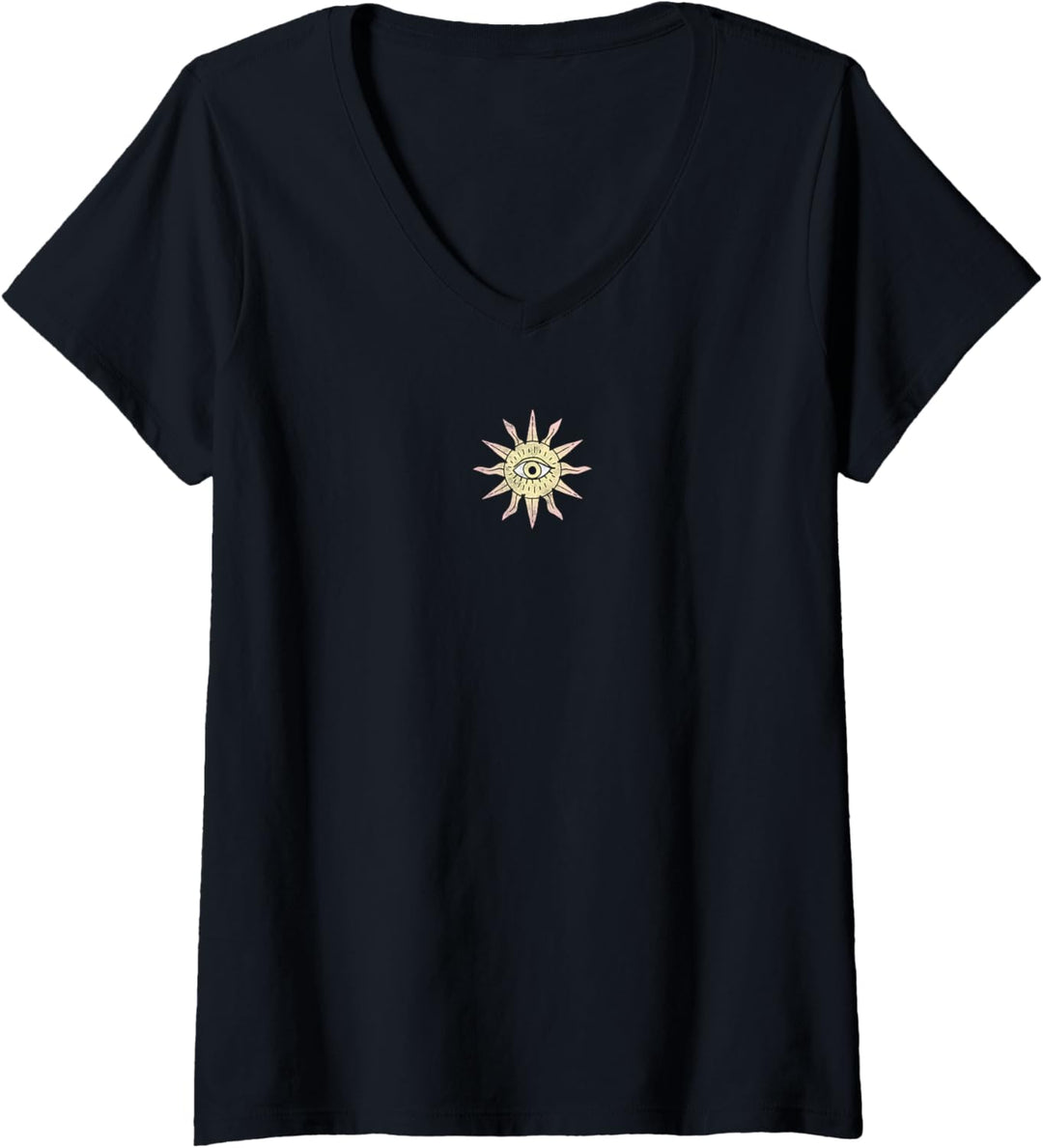 Damen Daydreamer Sun Burst Front Back Design T-Shirt mit V-Ausschnitt