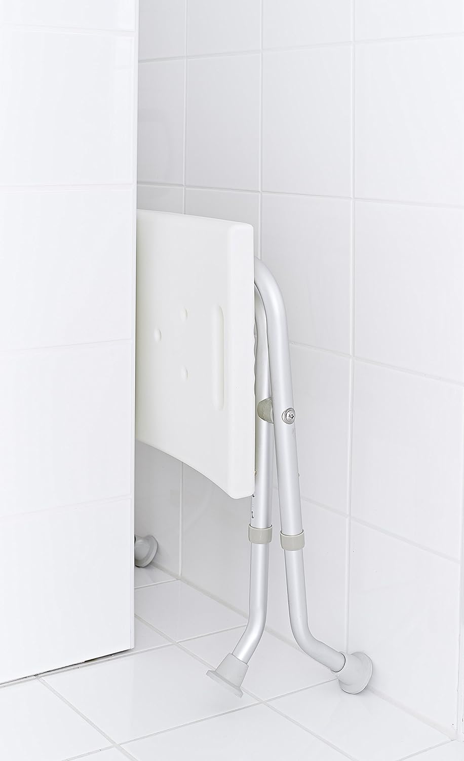 RIDDER Assistent A0050301 Klappbarer Badhocker, Hocker, Bad-Hocker, weiss, ca. 57x32x47-51 cm Klappb
