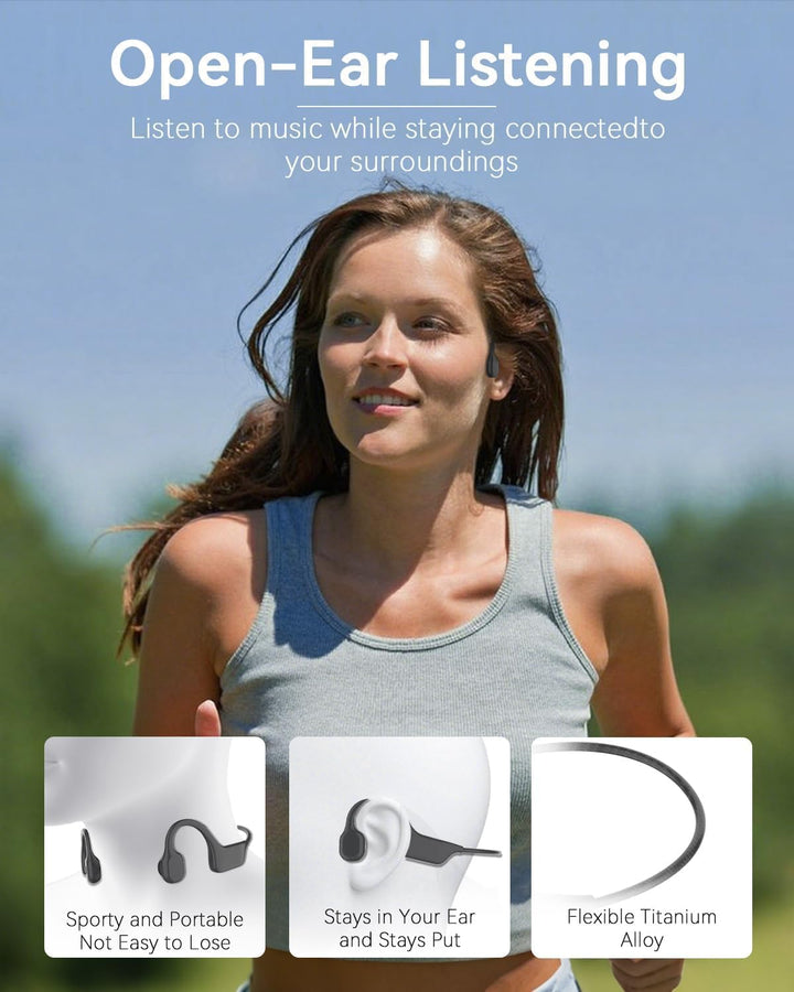 ANSTEN Knochenschall Kopfhörer Bluetooth 5.3, Open Ear Bone Conduction Headphones Kabellos mit Lange