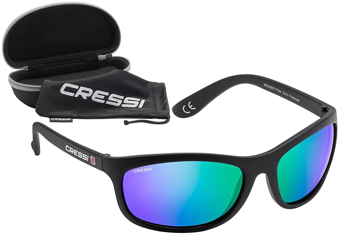 Cressi Unisex Erwachsene Rocker Sonnenbrille Für Sport Schwarz/Verspiegelt Linsen Grün Ultra Flex, S