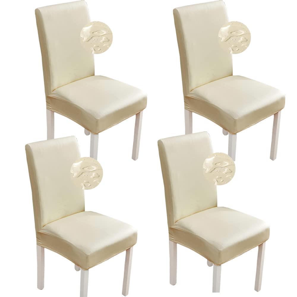 Stuhlhussen 6er/4er PU Leder Stuhlbezug wasserdichte Stretch Esszimmer Stuhlüberzug Stretch Stuhl Hu