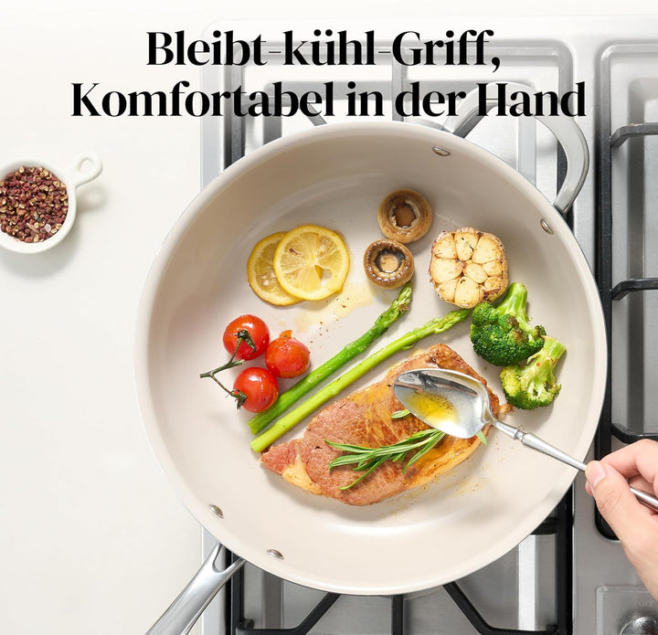 Redchef Bratpfanne 28cm, Pfanne mit Deckel Antihaft Beschichtung Keramikpfanne, Bratpfannen Induktio