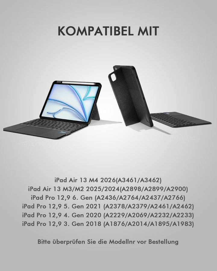 Doohoeek Tastatur Hülle mit LCD-Display für iPad Air 13 Zoll 2025(M3)/2024(M2), iPad Pro 12,9 Zoll 6