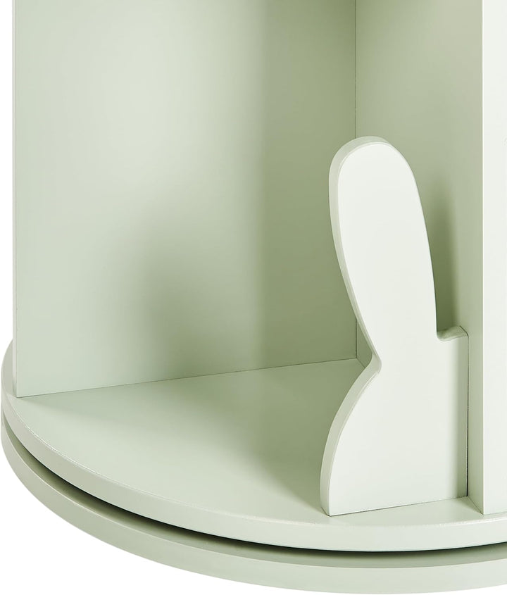 Beliani Drehbares 3-Ebenen-Bücherregal MDF Kinderzimmer Hasenmotiv Hellgrün Caney