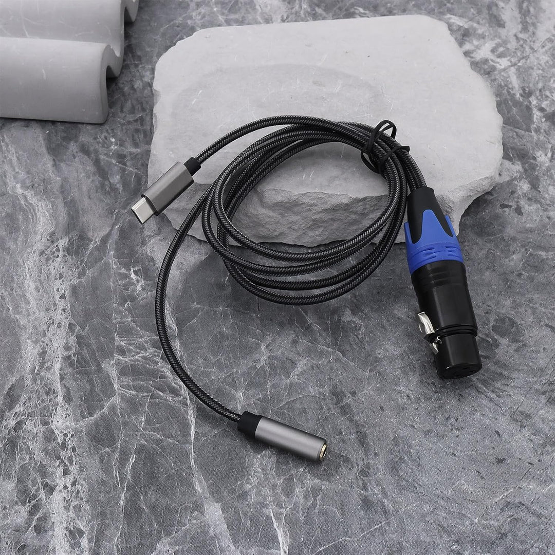 OTOTEC USB C auf XLR Buchse + 3,5 mm (1/8) Buchse, Stereo-Out-Adapter, Audiokabel für Smartphone, Ta