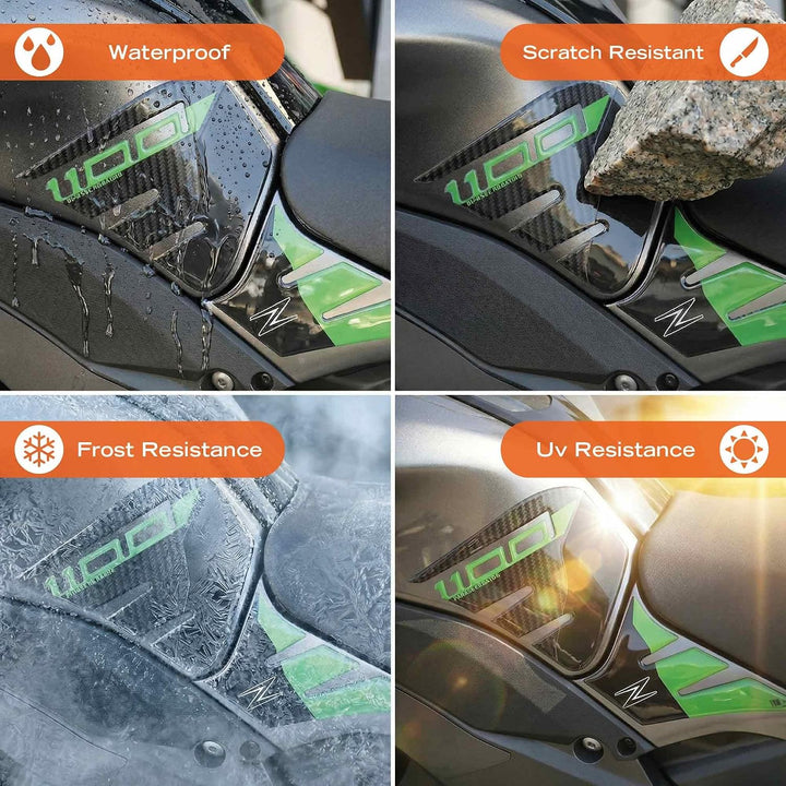 LABELBIKE 3D Motorrad Tankaufkleber kompatibel mit Kawasaki grün, grün