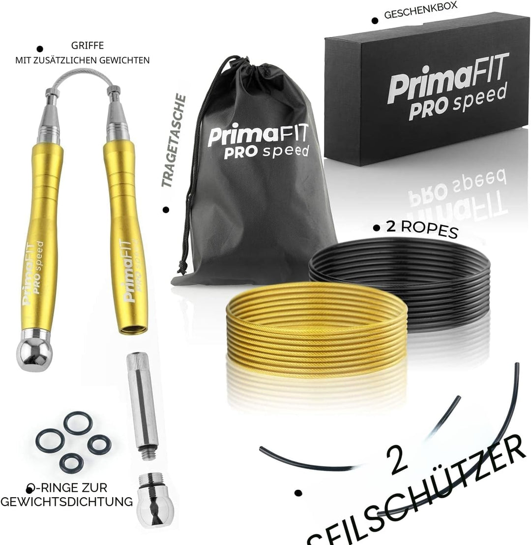 PrimaFIT Springseil Erwachsene Fitness Pro Speed Jump Rope 3m Seilspringen Verstellbar Mit Gewichten