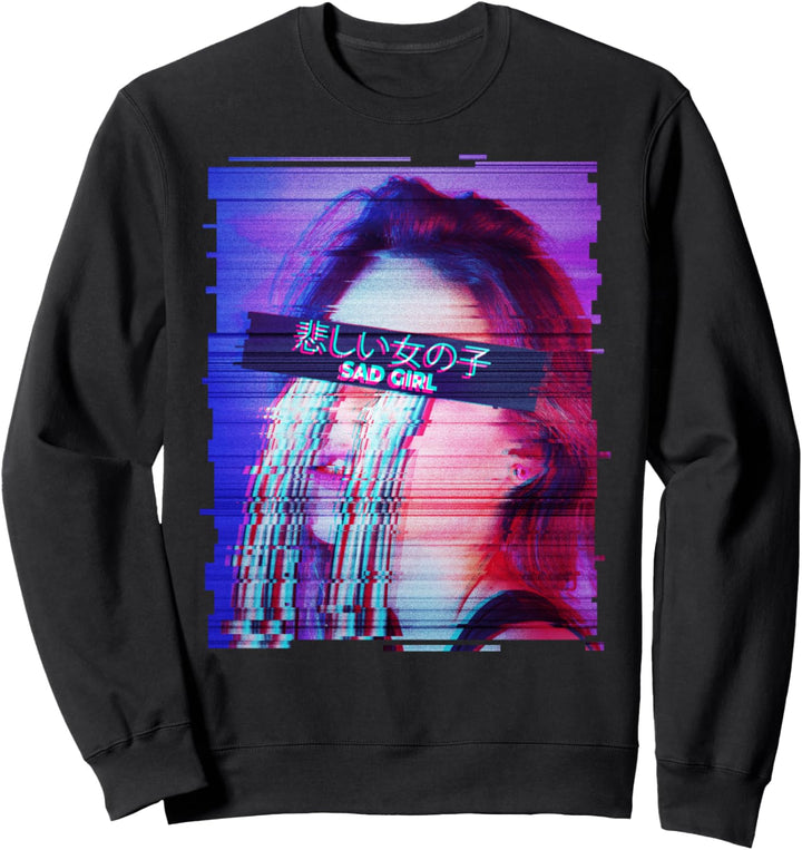 Sad Anime Girl - Japan Synthwave Vaporwave Anime Otaku Sweatshirt