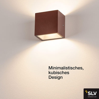 SLV Wandlampe SITRA CUBE für die effektvolle Aussenbeleuchtung von Hauseingang, Wänden, Wegen, Terra